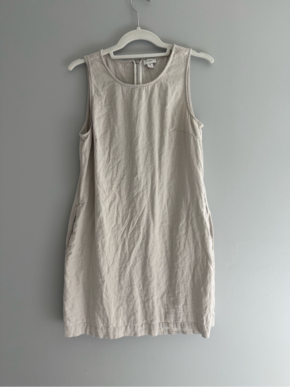 J. Crew Sleeveless Linen-Blend Shift Mini Dress in Light Taupe
